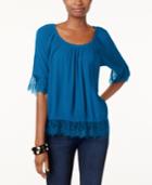 Inc International Concepts Lace-trim Peasant Top, Only At Macy's