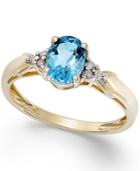 Blue Topaz (3/4 Ct. T.w.) And Diamond Accent Ring In 10k Gold