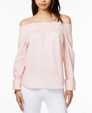 Tommy Hilfiger Smocked Off-the-shoulder Top, Only At Macy's