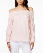 Tommy Hilfiger Smocked Off-the-shoulder Top, Only At Macy's