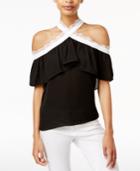 Bar Iii Cold-shoulder Ruffled Top, Only At Macy's