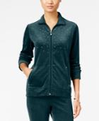 Karen Scott Rhinestone Velour Jacket, Only At Macy's