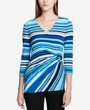 Calvin Klein Striped Faux-wrap Top