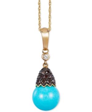 Le Vian Turquoise (6-3/8 Ct. T.w.) And Diamond (1/3 Ct. T.w.) Pendant Necklace In 14k Gold