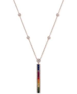 Effy Multi Sapphire (2 1/5 Ct.t.w.) And Diamond (1/2 Ct.t.w.) Pendant In 14k Rose Gold