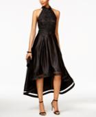 Betsy & Adam Lace Racerback High-low Gown