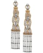 Two-tone Beaded Dangle Drop Earrings In 14k Gold And White Gold