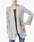 Inc International Concepts Embroidered Bell-sleeve Cardigan, Created For Macy's