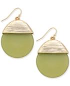 Inc International Concepts Gold-tone Metal-capped Green Disc Earrings, Only At Macy's