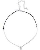 Unwritten Cubic Zirconia Choker Pendant Necklace In Gold-tone Over Sterling Silver