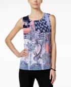 Charter Club Printed Ruched Tank Top, Only At Macy's