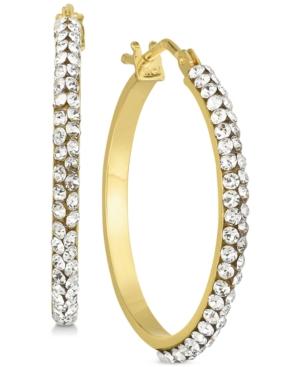 Swarovski Crystal Hoop Earrings In 14k Gold And White Gold