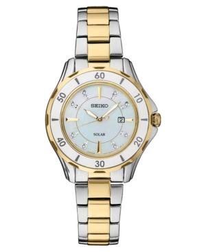 Seiko Women's Solar Dress Diamonds-accent Sport Two-tone Stainless Steel Bracelet Watch 33mm