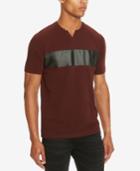 Kenneth Cole Reaction Men's Mixed-media Faux Leather Trim Henley