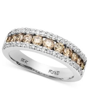 Espresso By Effy Diamond Cognac Diamond (5/8 Ct. T.w.) And White Diamond (1/5 Ct. T.w.) Band In 14k White Gold