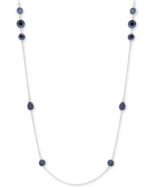 Nine West Silver-tone Blue Stone Strand Necklace