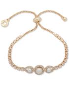 Anne Klein Gold-tone Crystal & Imitation Pearl Slider Bracelet