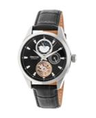 Heritor Automatic Sebastian Silver & Black Leather Watches 40mm