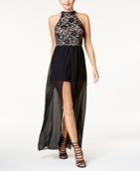 Emerald Sundae Juniors' Lace Romper Dress