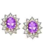 Amethyst (1-2/3 Ct. T.w.) And Diamond Accent Stud Earrings In 14k Gold