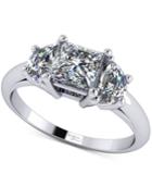 Diamond Ring Mount (3/8 Ct. T.w.) With Half-moon Accents In 14k White Gold