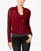Material Girl Juniors' Mesh-sleeve Moto Jacket, Only At Macy's