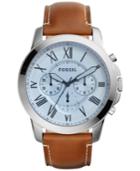 Fossil Men's Chronograph Grant Brown Leather Strap Watch 44mm Fs5184