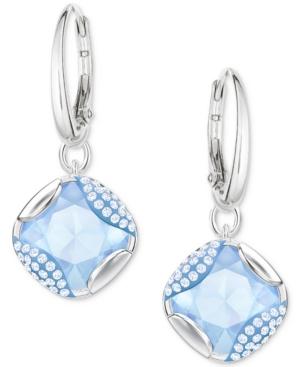 Swarovski Silver-tone Pave & Blue Crystal Drop Earrings