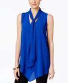 Alfani Solid Tie-front Crossover Blouse, Only At Macy's