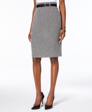 Nine West Belted Tweed Pencil Skirt