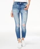 Indigo Rein Juniors' Ripped Raw-edge Skinny Jeans
