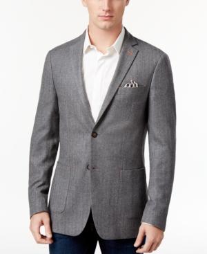 Tallia Men's Slim-fit Light Gray Herringbone Sport Coat