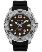 Bulova Men's Uhf Sea King Black Rubber Strap Watch 49mm 96b228