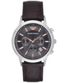 Emporio Armani Men's Chronograph Renato Dark Brown Leather Strap Watch 43mm Ar2513