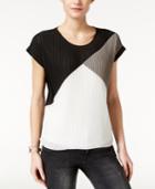 Ny Collection Petite Pleated Colorblocked Top