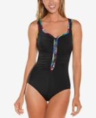 Reebok Mad Dash Zip One-piece Tummy-control Swimsuit Women's Swimsuit