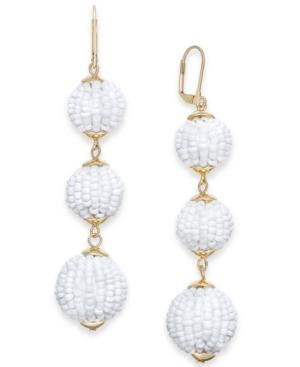 I.n.c. Gold-tone Beaded Ball Triple Drop Earrings, Created For Macy's
