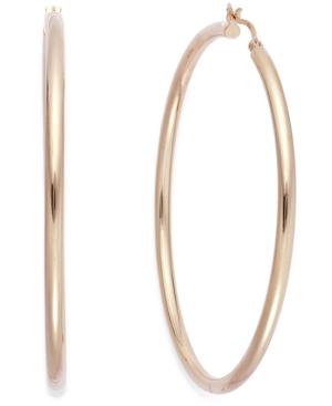 Round Hoop Earrings In 14k Rose Gold Vermeil, 60mm