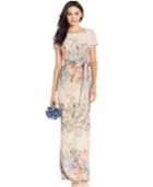 Adrianna Papell Floral Matelasse Column Gown