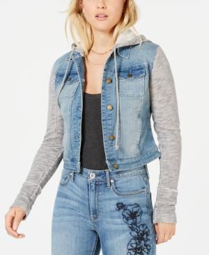American Rag Juniors' Knit & Denim Hooded Jacket, Created For Macy's