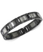 Esquire Men's Jewelry Diamond Accent Link Bracelet In Gunmetal Stainless Steel, Created For Macy's