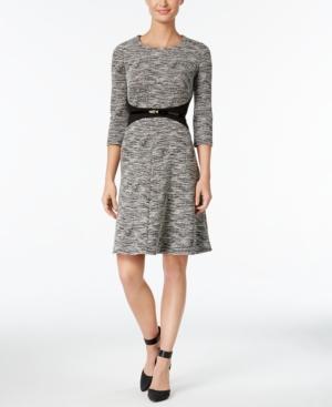 Calvin Klein Petite Belted Fit & Flare Sweater Dress
