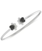 Wrapped Black Diamond Heart Paws Bangle Bracelet (1/6 Ct. T.w.) In Sterling Silver