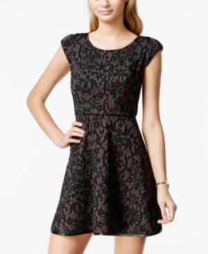 Emerald Sundae Juniors' Printed Textured Fit & Flare Dress