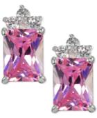 Giani Bernini Pink Cubic Zirconia Square Stud Earrings In Sterling Silver, Only At Macy's