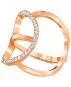 Swarovski Rose Gold-tone Crystal Pave Modern Statement Ring