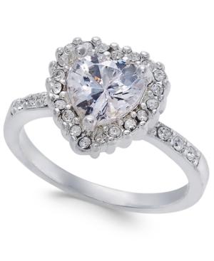 Charter Club Silver-tone Crystal Heart Ring, Created For Macy's
