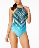 Calvin Klein High-neck Ombre Tie-dyed One-piece Swimsuit Women's Swimsuit