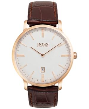 Boss Hugo Boss Men's Tradition Dark Brown Leather Strap Watch 40mm 1513463