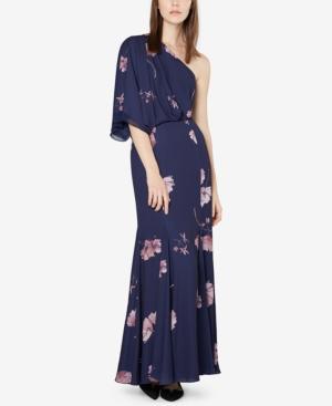 Fame And Partners One-shoulder Floral-print Gown